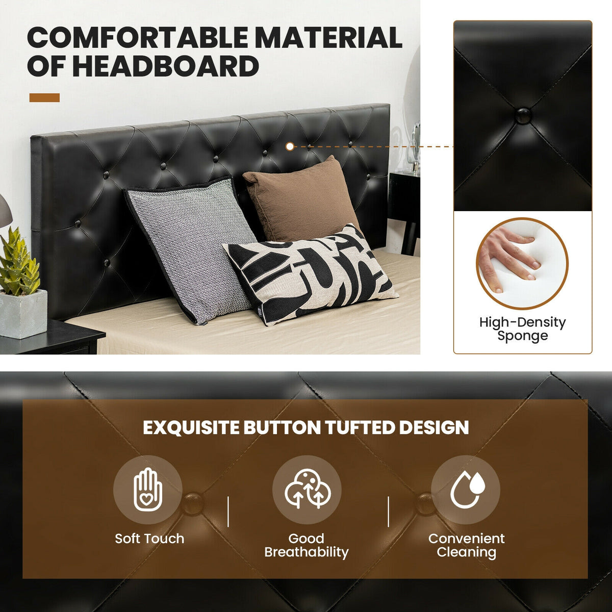 Full/Queen PU Leather Upholstered Platform Bed with 4 Drawers-Full Size-Simple Bed Frame-DECOROLALA