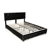 Full/Queen PU Leather Upholstered Platform Bed with 4 Drawers-Full Size-Simple Bed Frame-DECOROLALA