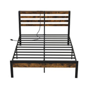 Full/Queen Size Bed Frame with Charging Station and Storage Headboard-Full Size-Simple Bed Frame-DECOROLALA