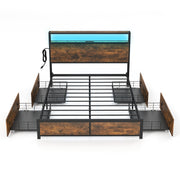 Full/Queen Size Bed Frame with Smart LED Lights and Storage Drawers-Full Size-Simple Bed Frame-DECOROLALA