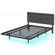 Full/Queen Size Floating Bed Frame with LED and Headboard and Charging Station-Full Size-Simple Bed Frame-DECOROLALA