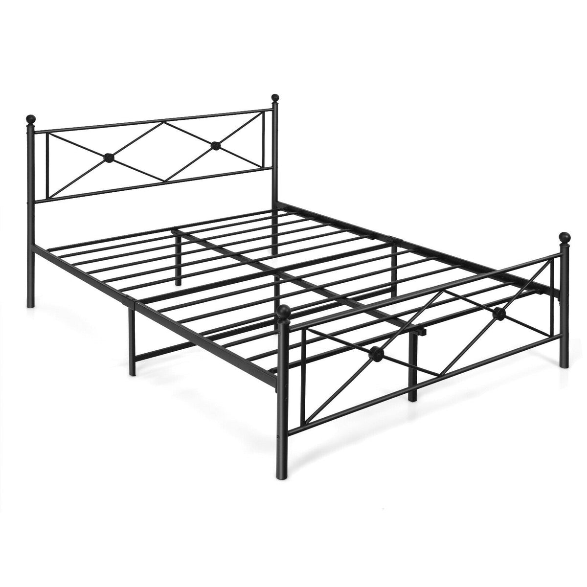 Full/Queen Size Metal Bed Frame Platform with Headboard-Full Size-Simple Bed Frame-DECOROLALA