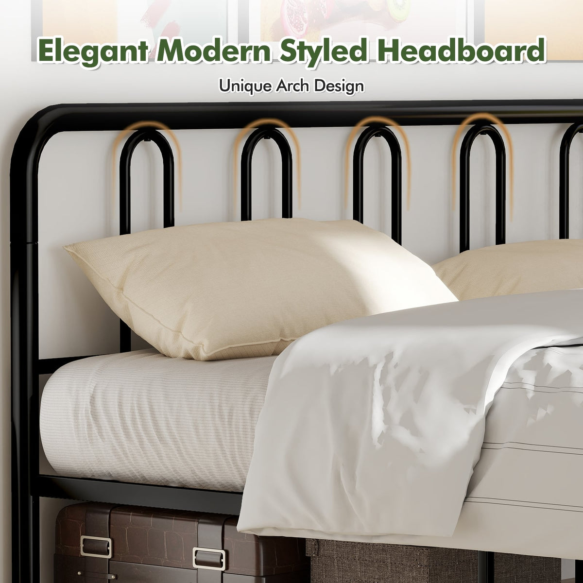 Full/Queen Size Metal Bed Frame with Headboard and Footboard-King Size-Simple Bed Frame-DECOROLALA