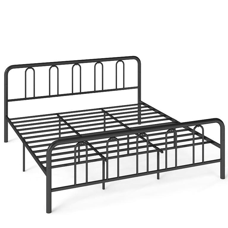 Full/Queen Size Metal Bed Frame with Headboard and Footboard-King Size-Simple Bed Frame-DECOROLALA