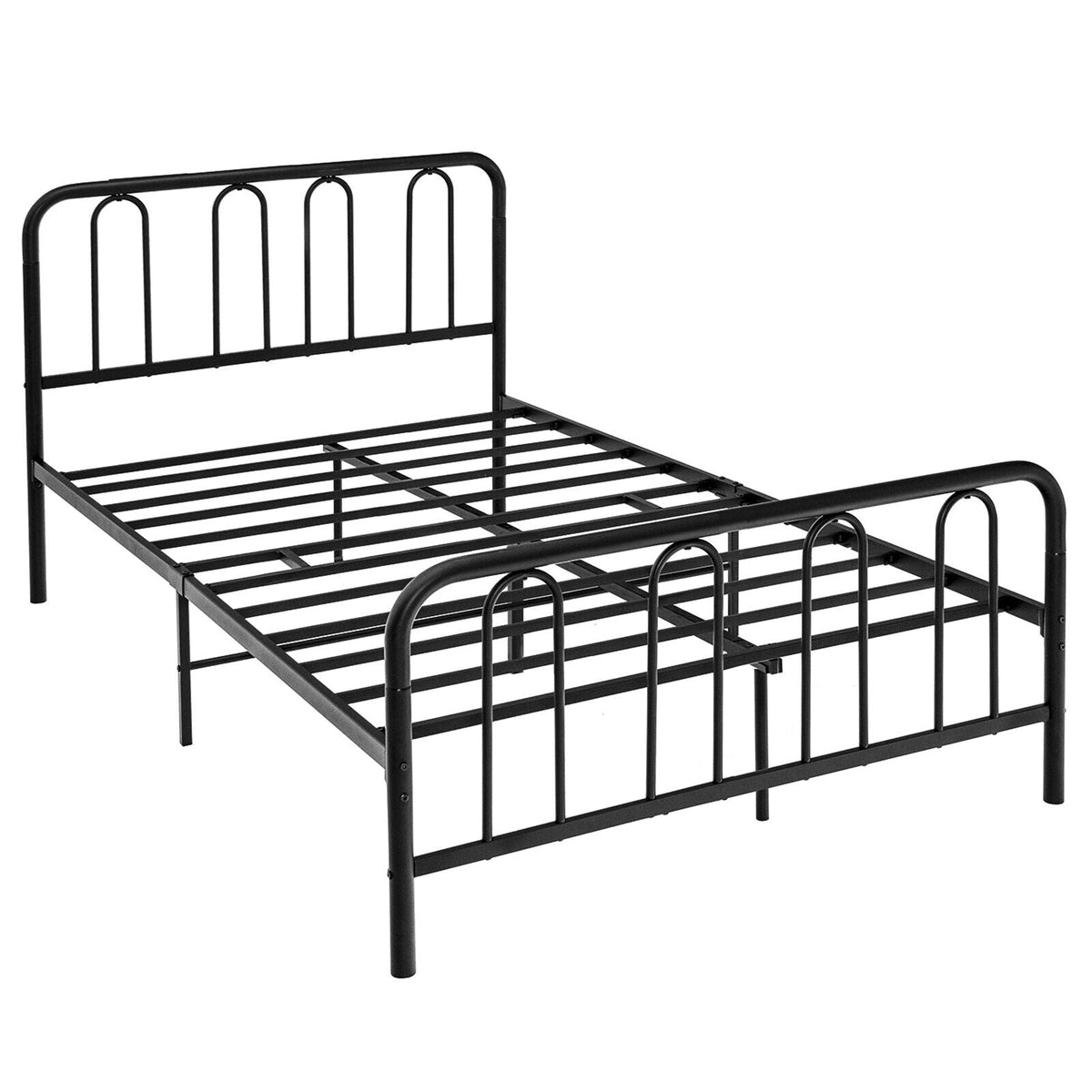 Full/Queen Size Metal Bed Frame with Headboard and Footboard-Simple Bed Frame-DECOROLALA