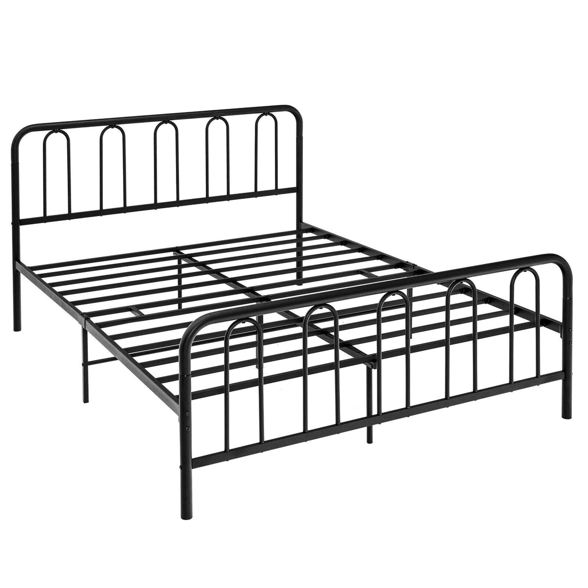 Full/Queen Size Metal Bed Frame with Headboard and Footboard-Simple Bed Frame-DECOROLALA