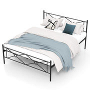 Full/Queen Size Metal Platform Bed Frame with Headboard and Footboard-Queen Size-Simple Bed Frame-DECOROLALA