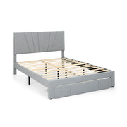 Full/Queen Size Upholstered Bed Frame with Drawer and Adjustable Headboard-Queen Size-Simple Bed Frame-DECOROLALA