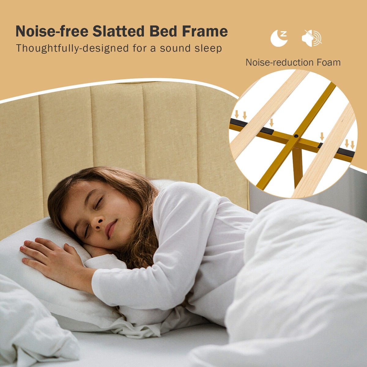 Full/Queen Size Upholstered Bed Frame with Quilted Headboard-Full Size-Simple Bed Frame-DECOROLALA