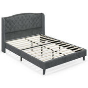 Full/Queen Size Upholstered Platform Bed Frame with Button Tufted Headboard-Full Size-Simple Bed Frame-DECOROLALA