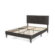 Full/Queen Size Upholstered Platform Bed with Tufted Headboard-Queen Size-Simple Bed Frame-DECOROLALA