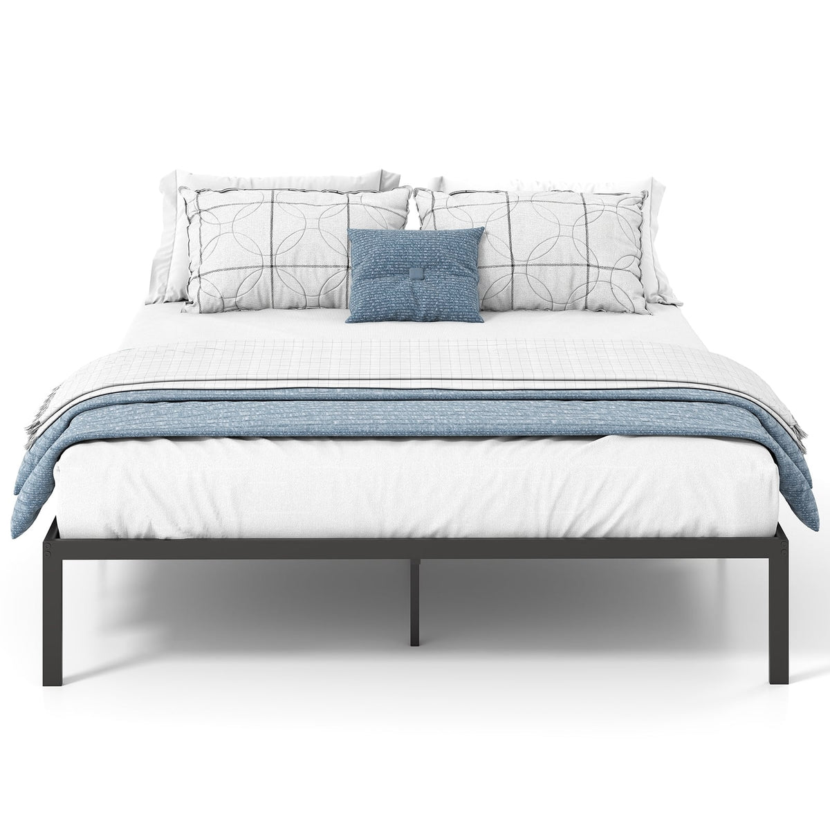 Full/Queen/King Size Metal Bed Frame Heavy Duty Support Slats Mattress Foundation-Queen Size-Simple Bed Frame-DECOROLALA