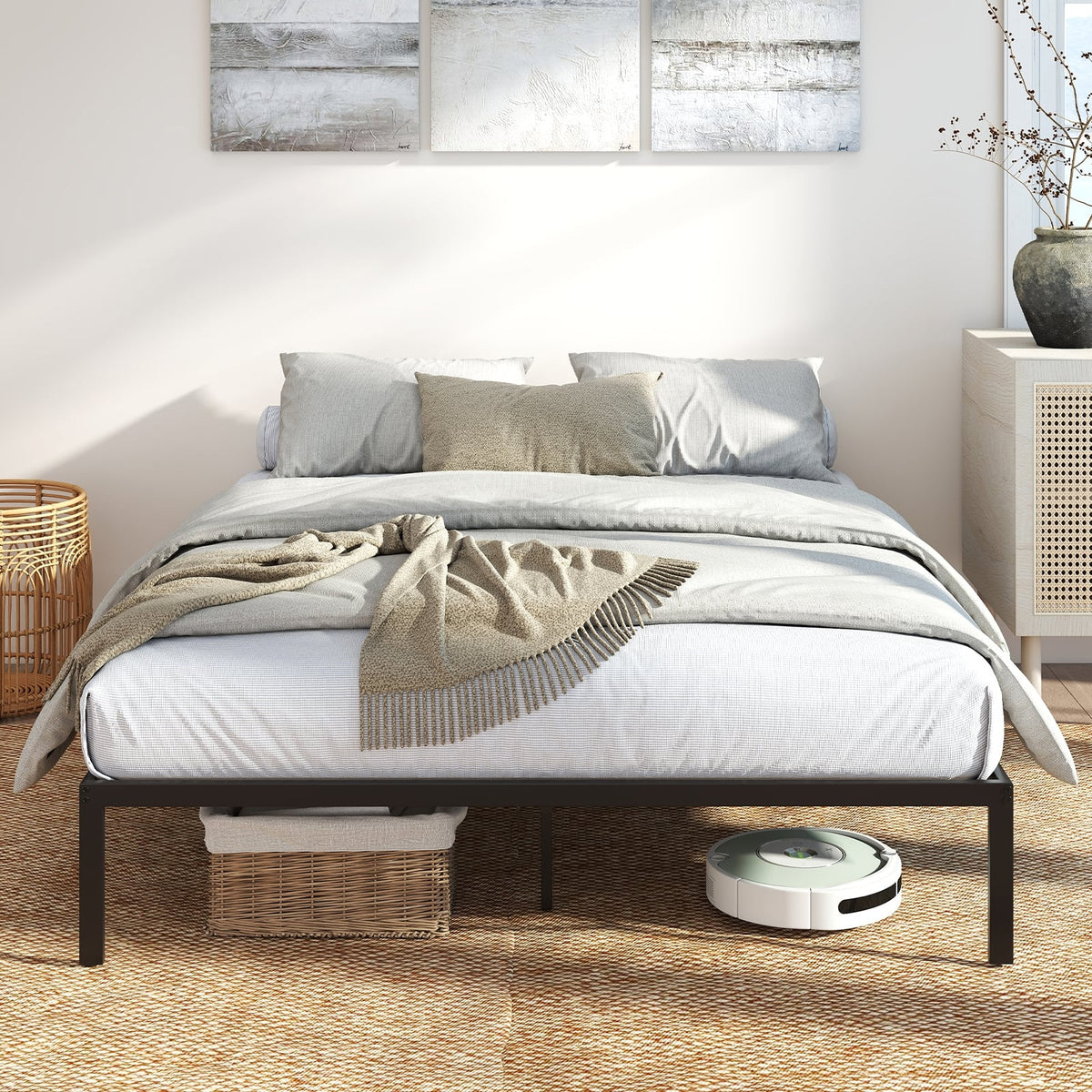 Full/Queen/King Size Metal Bed Frame Heavy Duty Support Slats Mattress Foundation-Queen Size-Simple Bed Frame-DECOROLALA