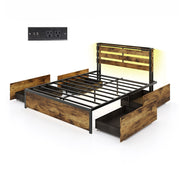 Full/Queen/Twin Size Bed Frame with Drawers LED Lights and USB Ports-Queen Size-Simple Bed Frame-DECOROLALA
