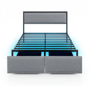 Full/Queen/Twin Size Bed Frame with LED Lights Drawer and Metal Slats-Full Size-Simple Bed Frame-DECOROLALA