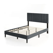 Full/Queen/Twin Size Bed Frame with Vertical Channel Tufted Headboard and Wooden Slats-Full Size-Simple Bed Frame-DECOROLALA