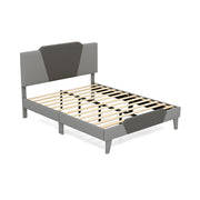 Full/Queen/Twin Velvet Upholstered Bed Frame with High Headboard-Full Size-Simple Bed Frame-DECOROLALA