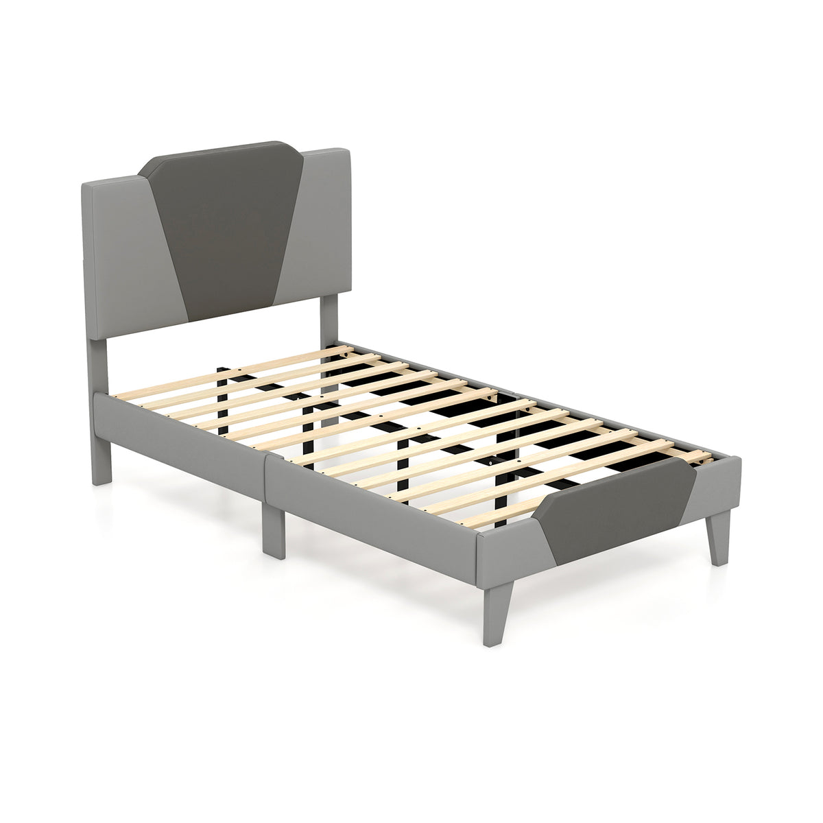 Full/Queen/Twin Velvet Upholstered Bed Frame with High Headboard-Twin Size-Simple Bed Frame-DECOROLALA