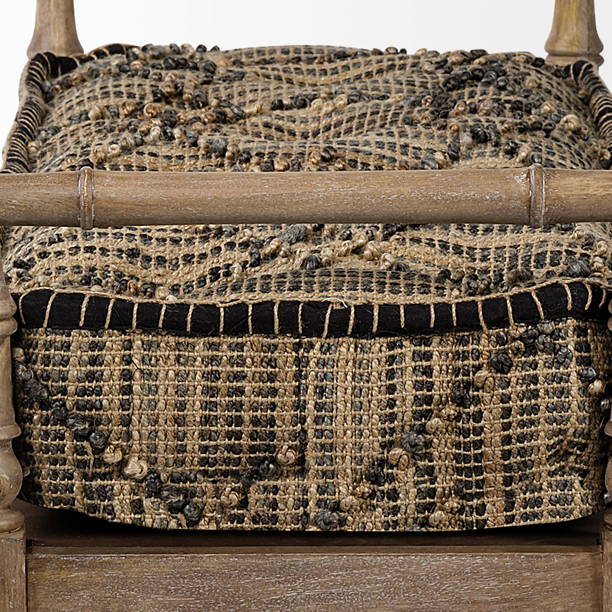 Fullerton II 57L x 21W Jute Patterned Top W/Brown Wood Base Accent Bench-Benches-DECOROLALA