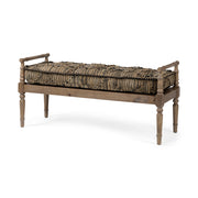 Fullerton II 57L x 21W Jute Patterned Top W/Brown Wood Base Accent Bench-Benches-DECOROLALA