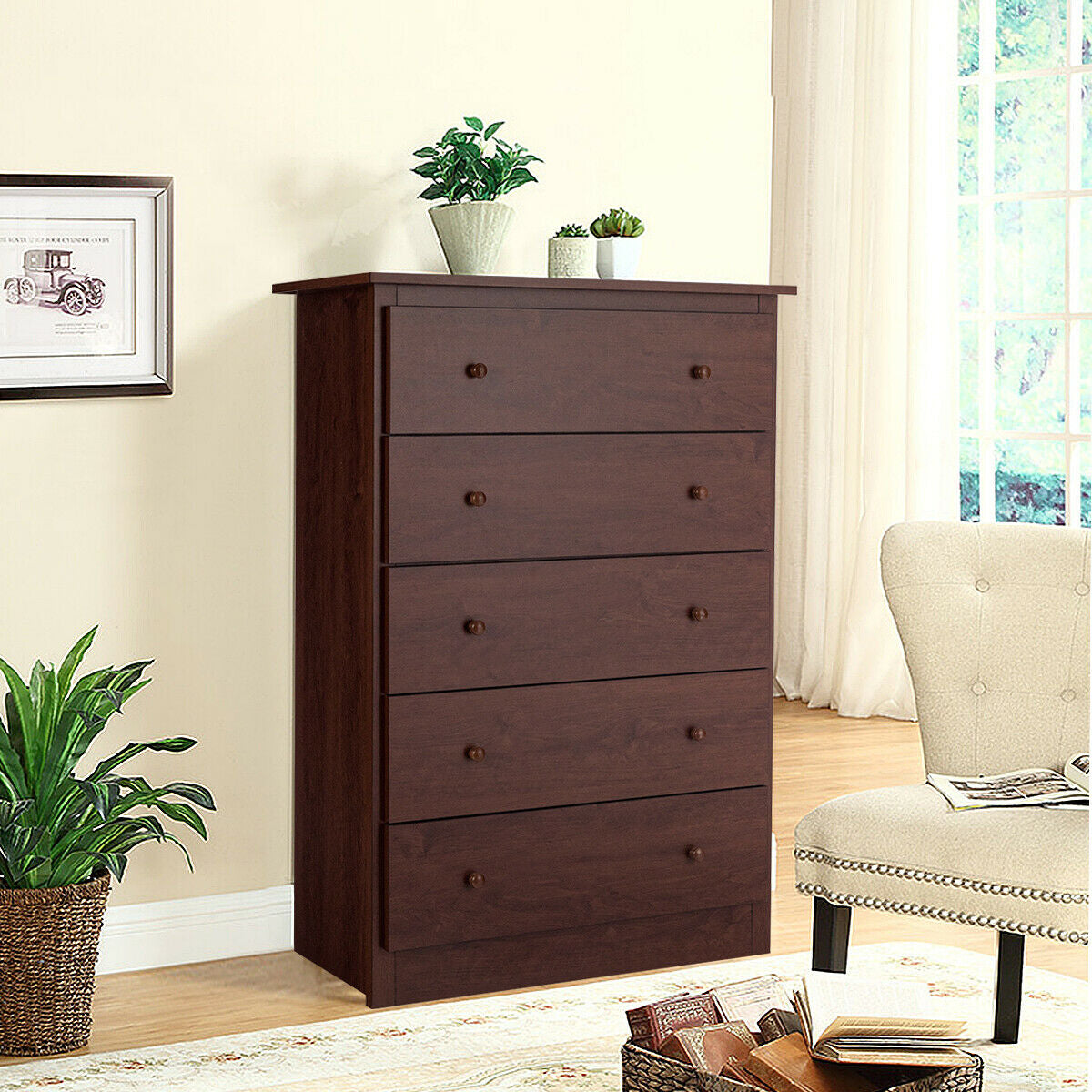 5-Drawer Dresser - Brown (min order qty 2)-Dressers & Chests-DECOROLALA