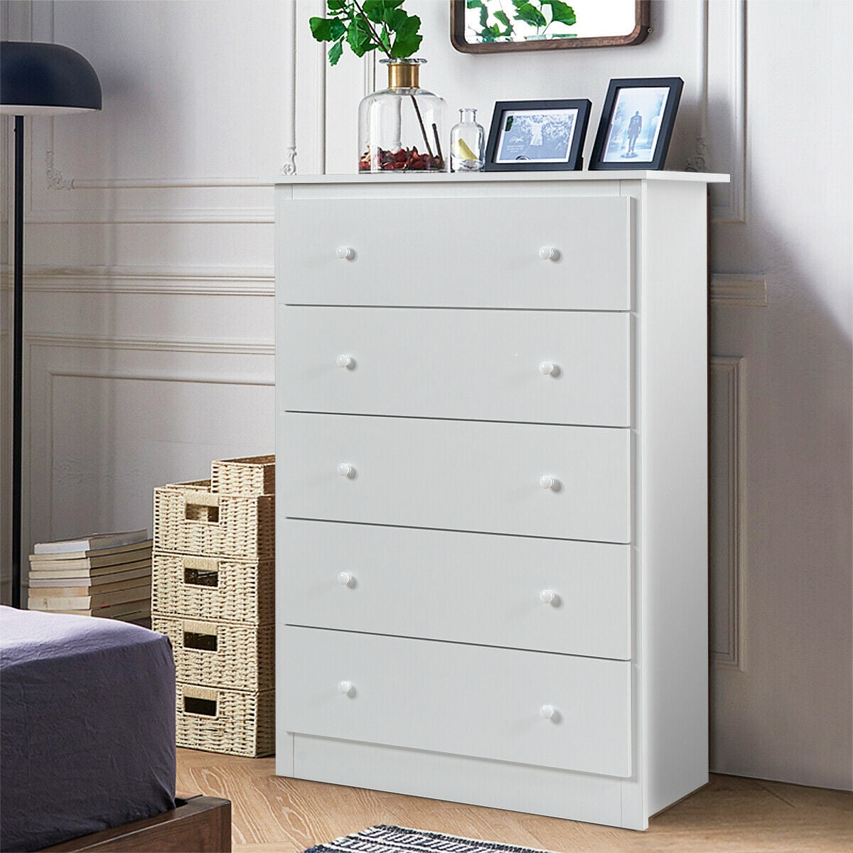 5-Drawer Dresser - White (min order qty 2)-Dressers & Chests-DECOROLALA
