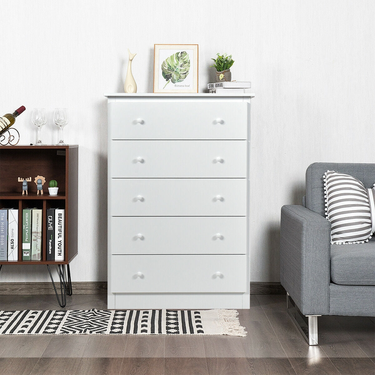 5-Drawer Dresser - White (min order qty 2)-Dressers & Chests-DECOROLALA