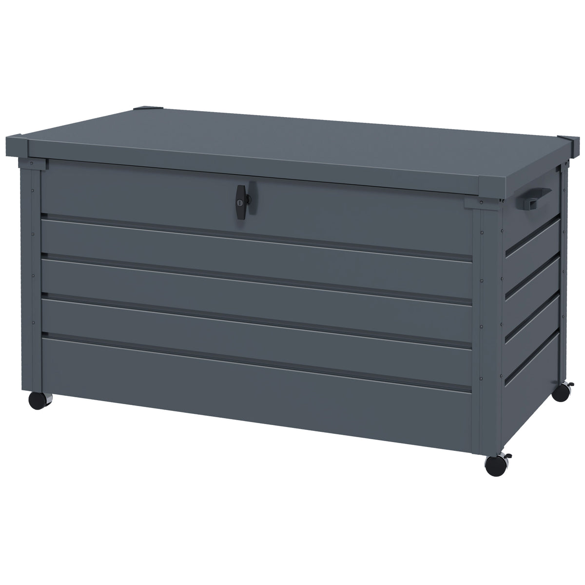 Coffre de rangement extérieur en acier galvanisé de 82 gallons – gris foncé