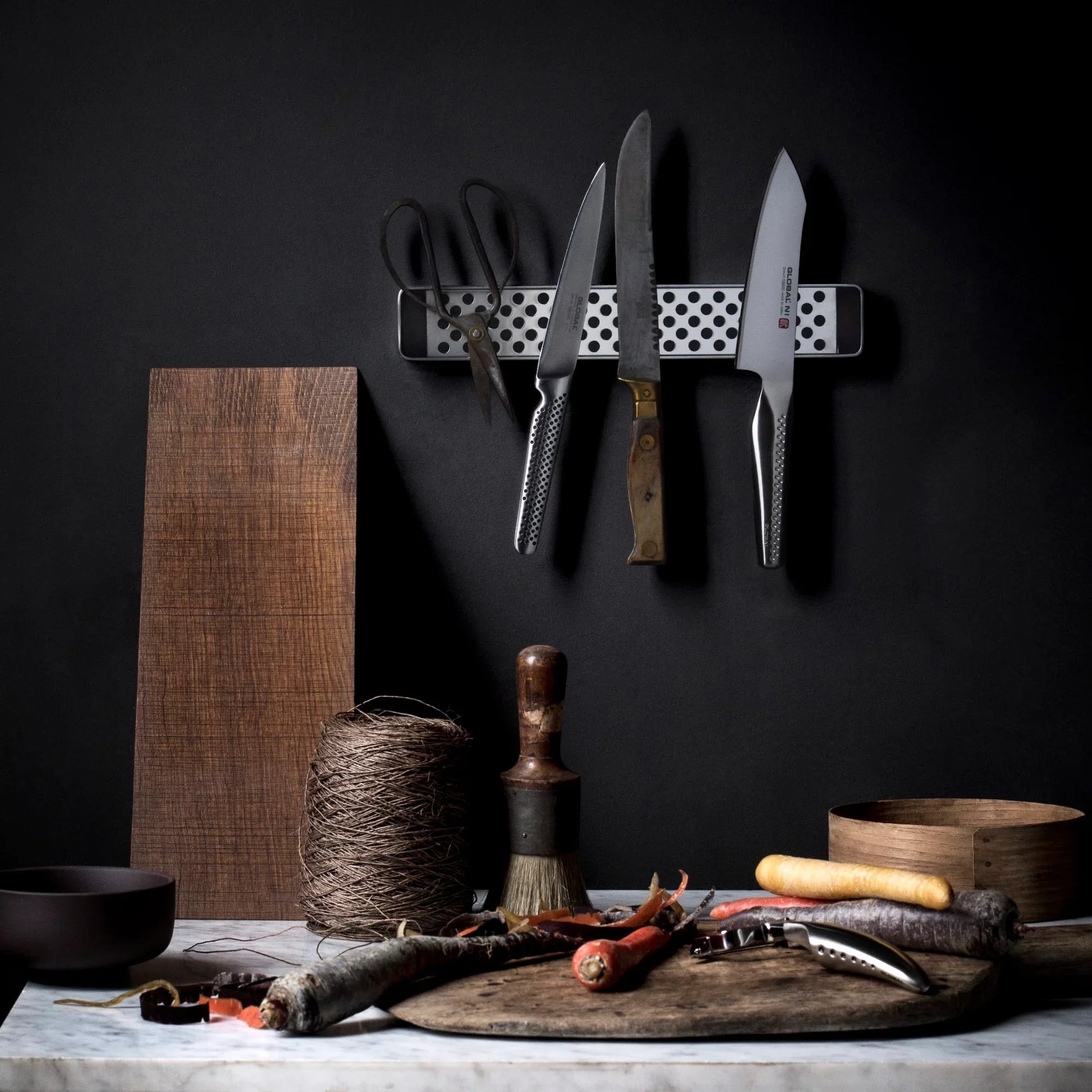 GLOBAL Magnetic Knife Rail 40cm (16") – Wall-Mounted Stainless Steel-Knife block-DECOROLALA