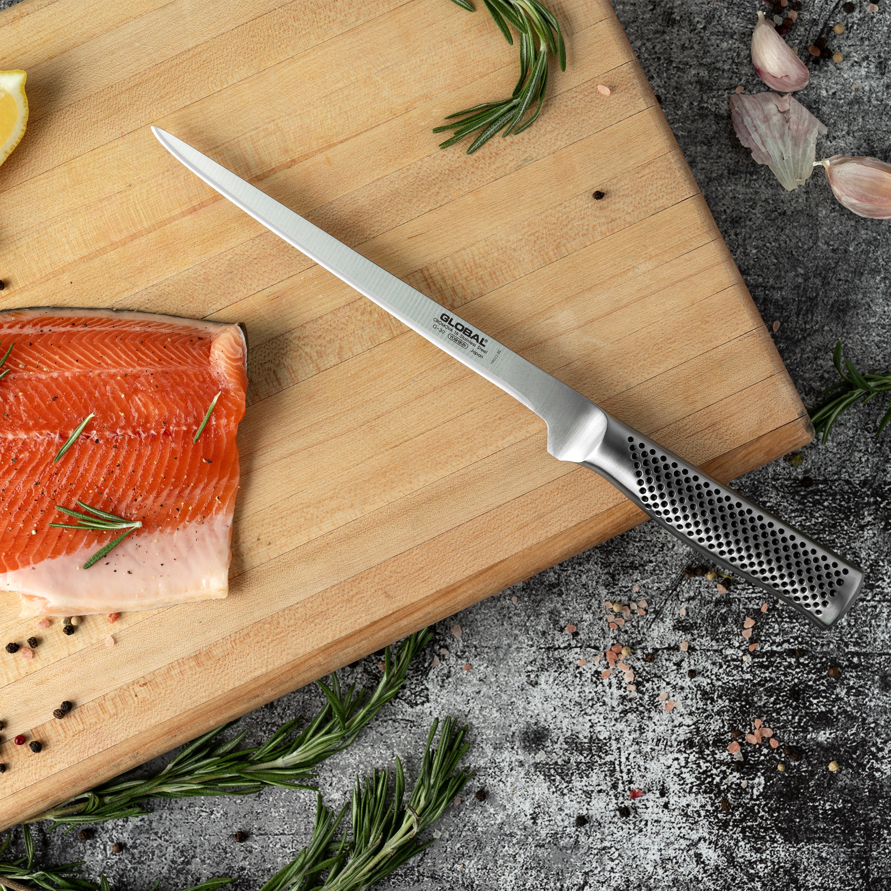 GLOBAL Swedish Filet Knife 8.3" – Flexible Blade, CROMOVA 18 Steel,Japan-Kitchen Knives-DECOROLALA