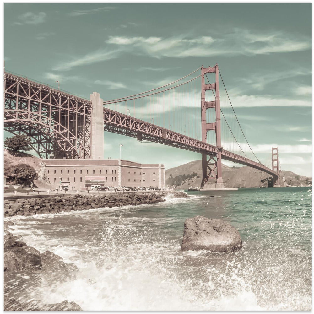 GOLDEN GATE BRIDGE Coastline Impression | urban vintage style-canvas-DECOROLALA
