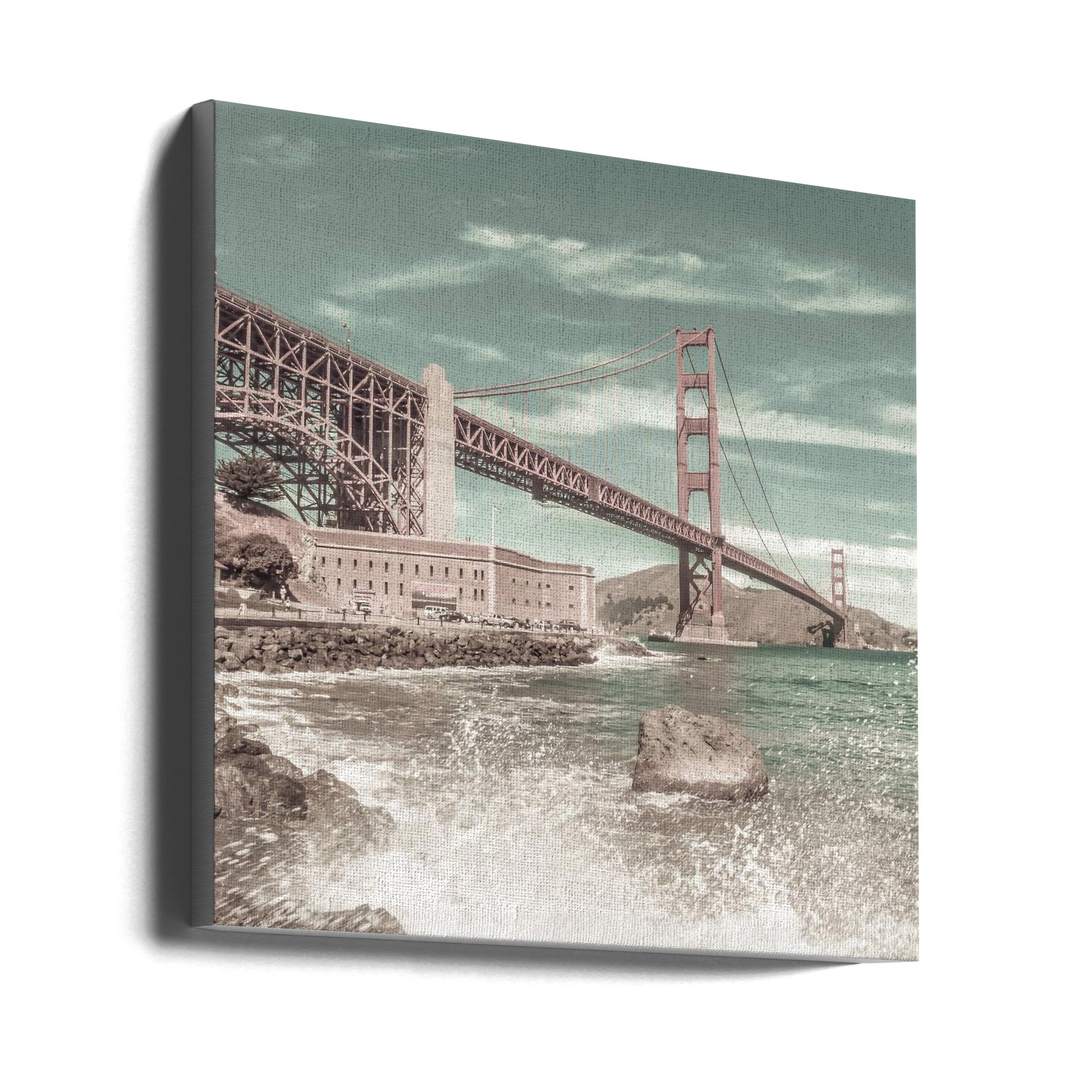 GOLDEN GATE BRIDGE Coastline Impression | urban vintage style-canvas-DECOROLALA