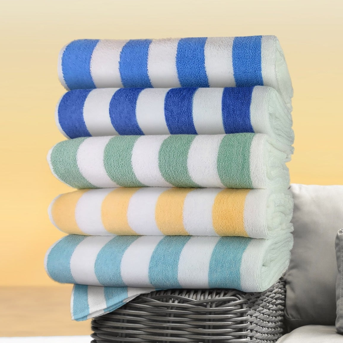 GPL Collection Cabana Stripes Pool/Beach Towels 2 PK-Bathroom Accessories-DECOROLALA
