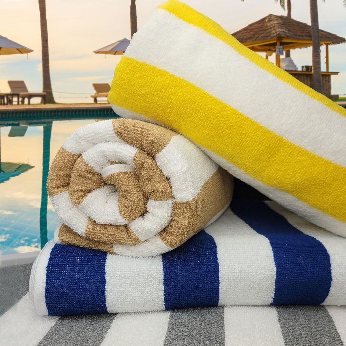 GPL Collection Cabana Stripes Pool/Beach Towels 2 PK-Bathroom Accessories-DECOROLALA