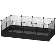 Small Animal Cage Waterproof Mat DIY Animal Playpen for Guinea Pigs Rabbits 12 Panels and Door Black