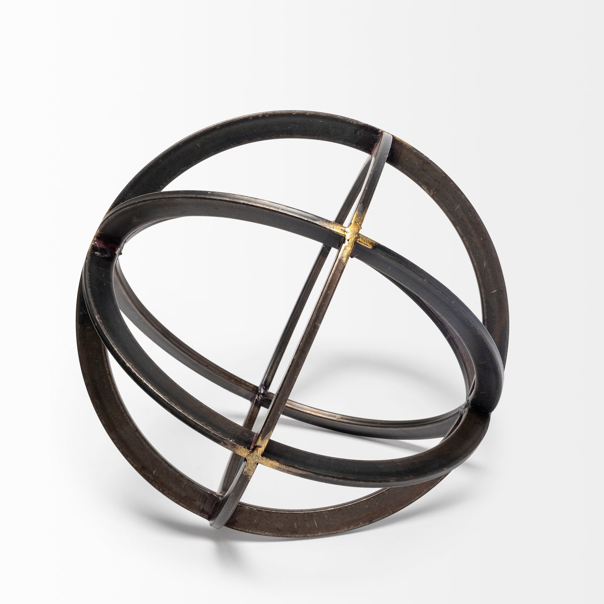 Galenna II Medium Black Metal Circular Decorative Orb 9"x9"-Objects-DECOROLALA