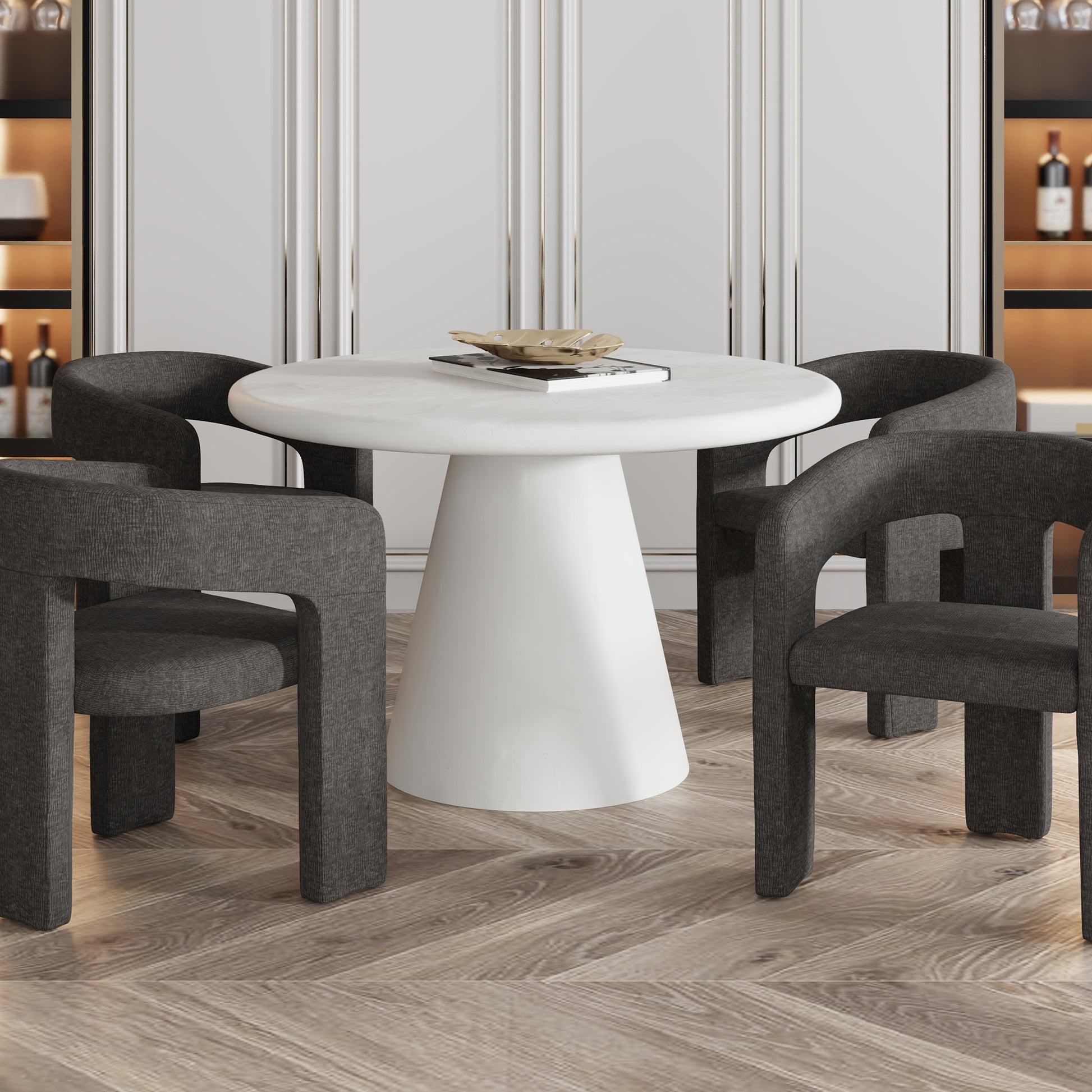 Galio Dining Table - White Cement Finish Modern Contemporary-DECOROLALA