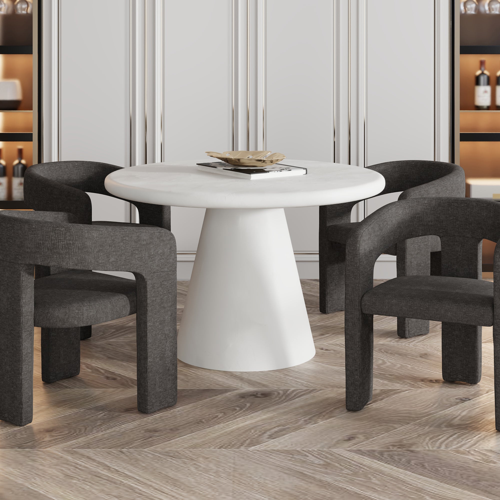 Galio Dining Table - White Cement Finish Modern Contemporary-DECOROLALA
