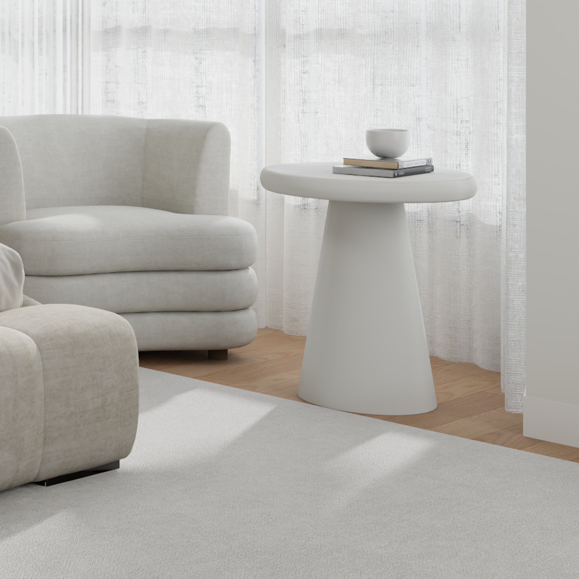 Galio White Cement Accent Table - Modern Side Table-DECOROLALA