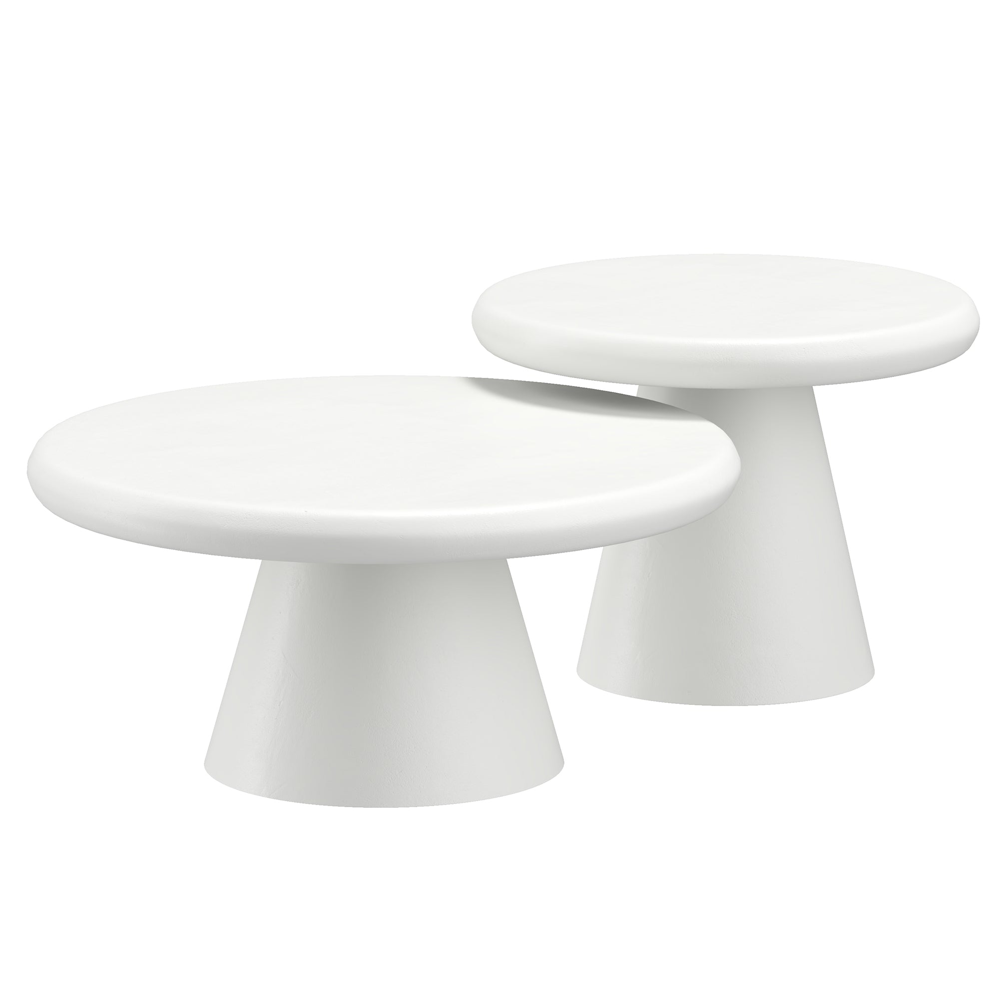 Galio White Cement Coffee Table Set - 2 Pieces-DECOROLALA