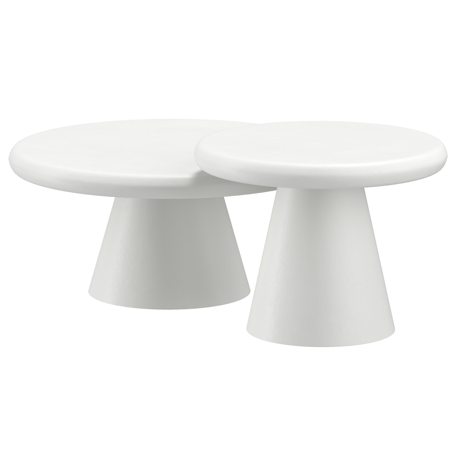 Galio White Cement Coffee Table Set - 2 Pieces-DECOROLALA