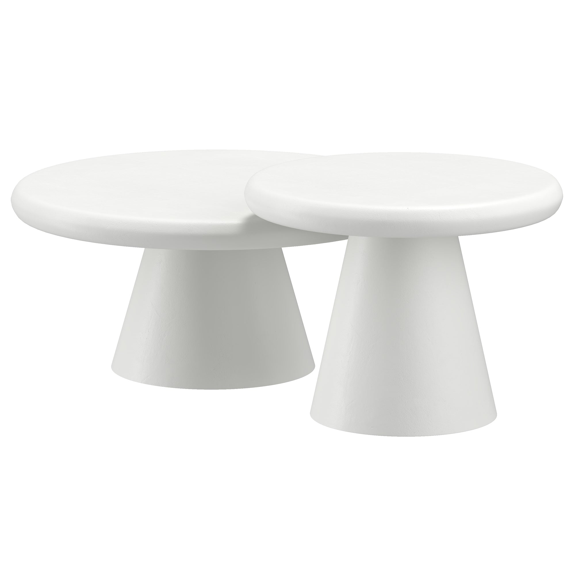 Galio White Cement Coffee Table Set - 2 Pieces-DECOROLALA