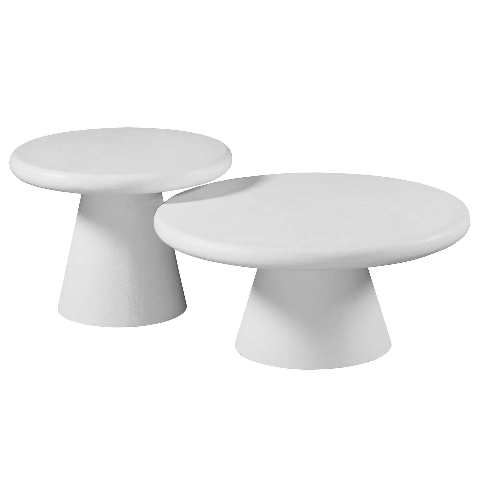 Galio White Cement Coffee Table Set - 2 Pieces-DECOROLALA