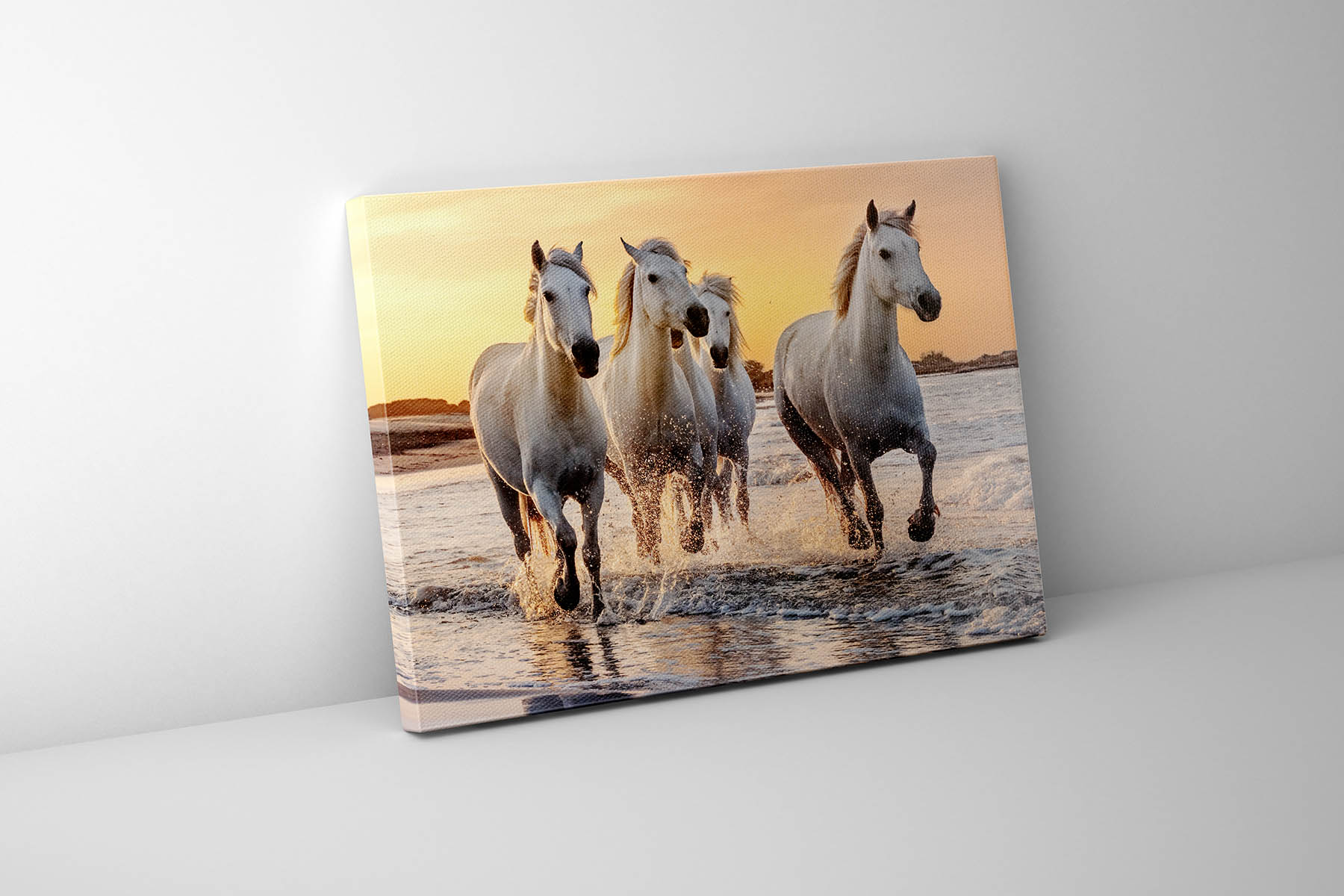 Galloping Horses Canvas Print with Gold Varnish 48x36-Wall Art-DECOROLALA