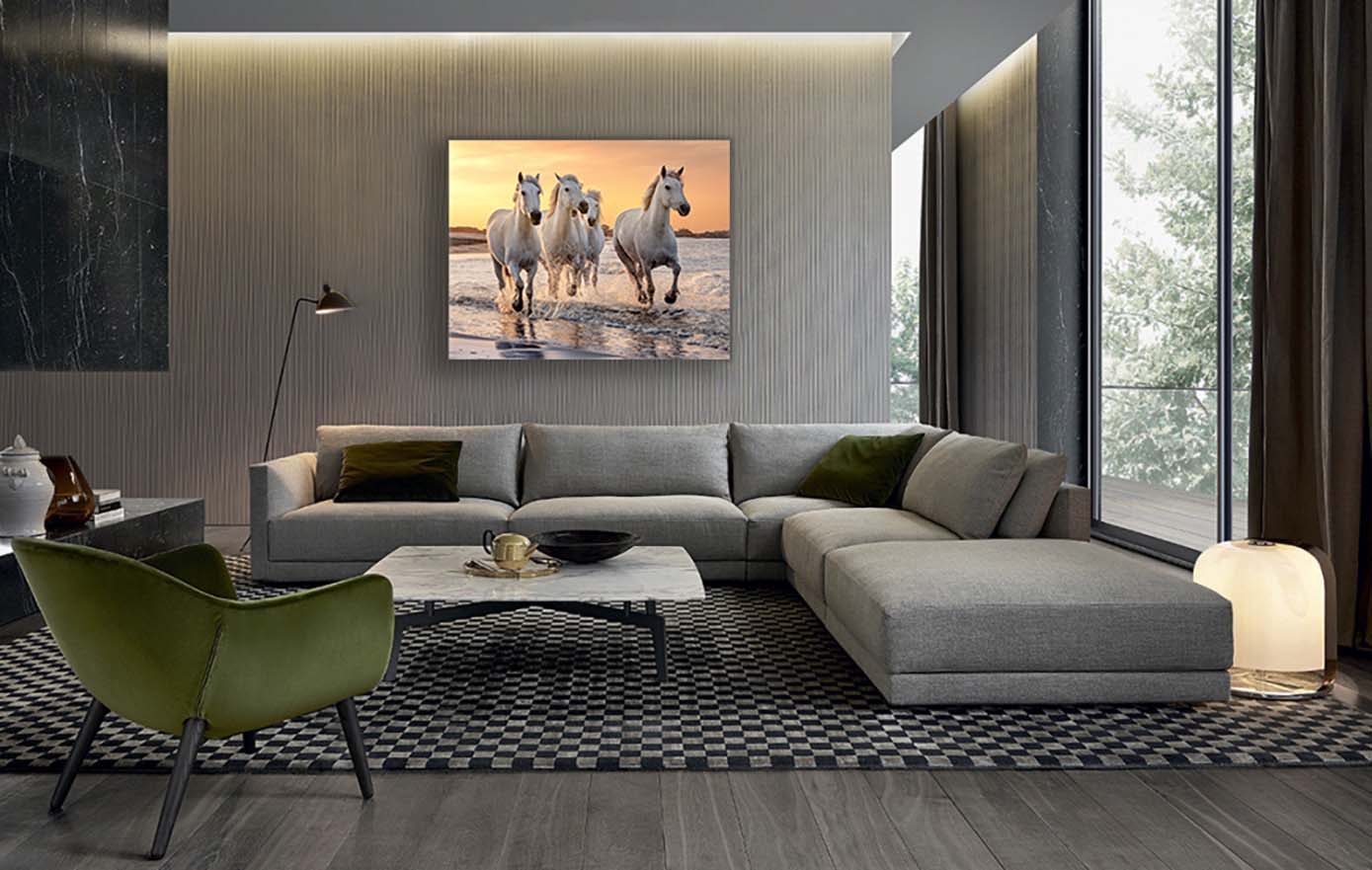 Galloping Horses Canvas Print with Gold Varnish 48x36-Wall Art-DECOROLALA
