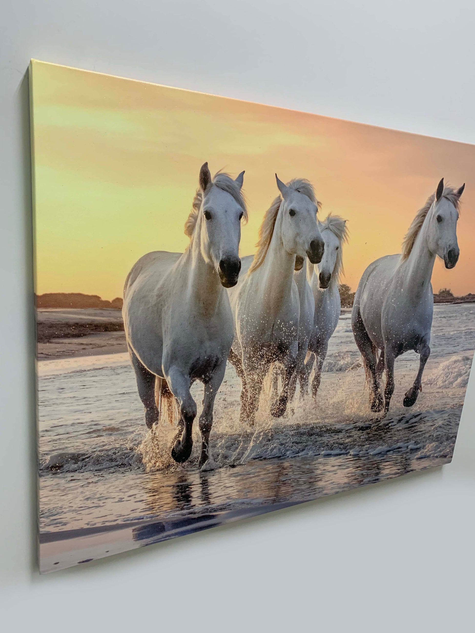 Galloping Horses Canvas Print with Gold Varnish 48x36-Wall Art-DECOROLALA
