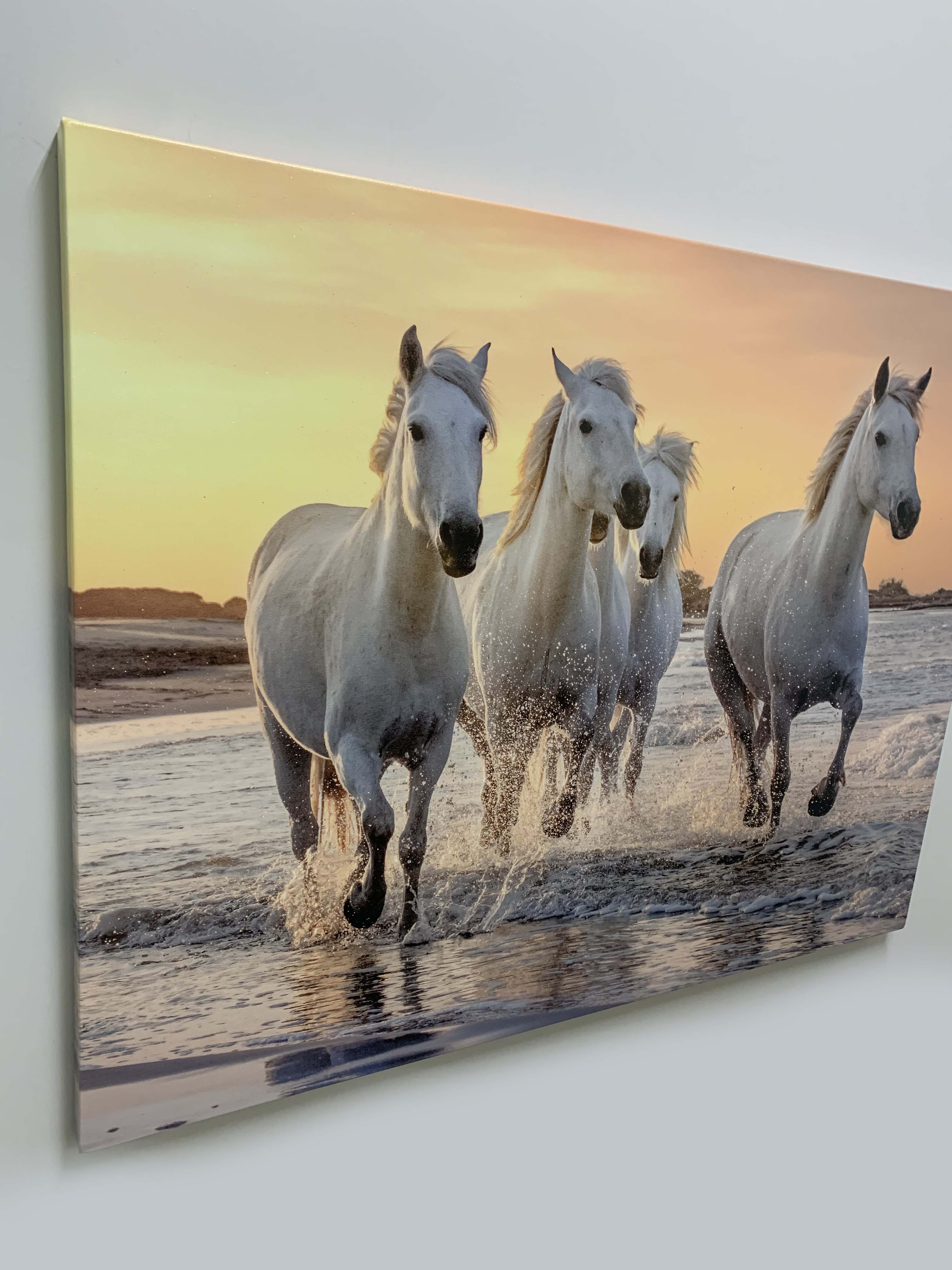 Galloping Horses Canvas Print with Gold Varnish 48x36-Wall Art-DECOROLALA