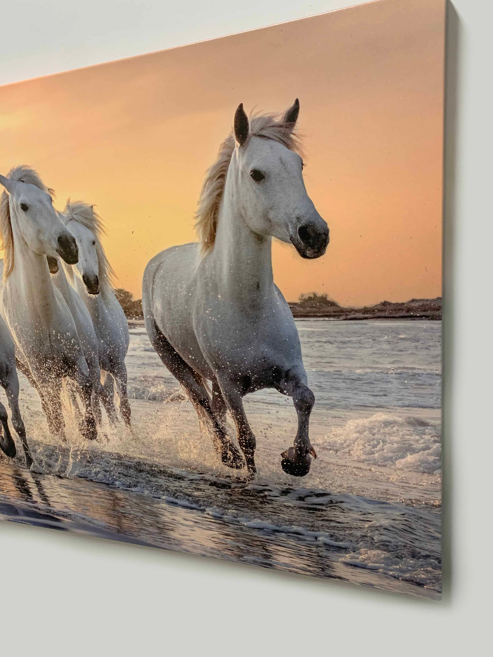 Galloping Horses Canvas Print with Gold Varnish 48x36-Wall Art-DECOROLALA