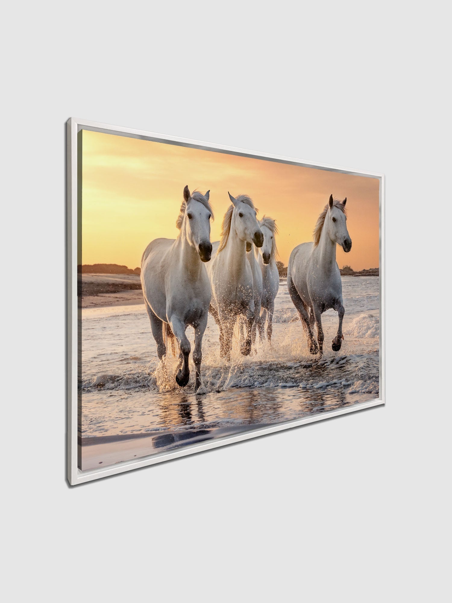 Galloping Horses Canvas Print with Gold Varnish 48x36-Wall Art-DECOROLALA