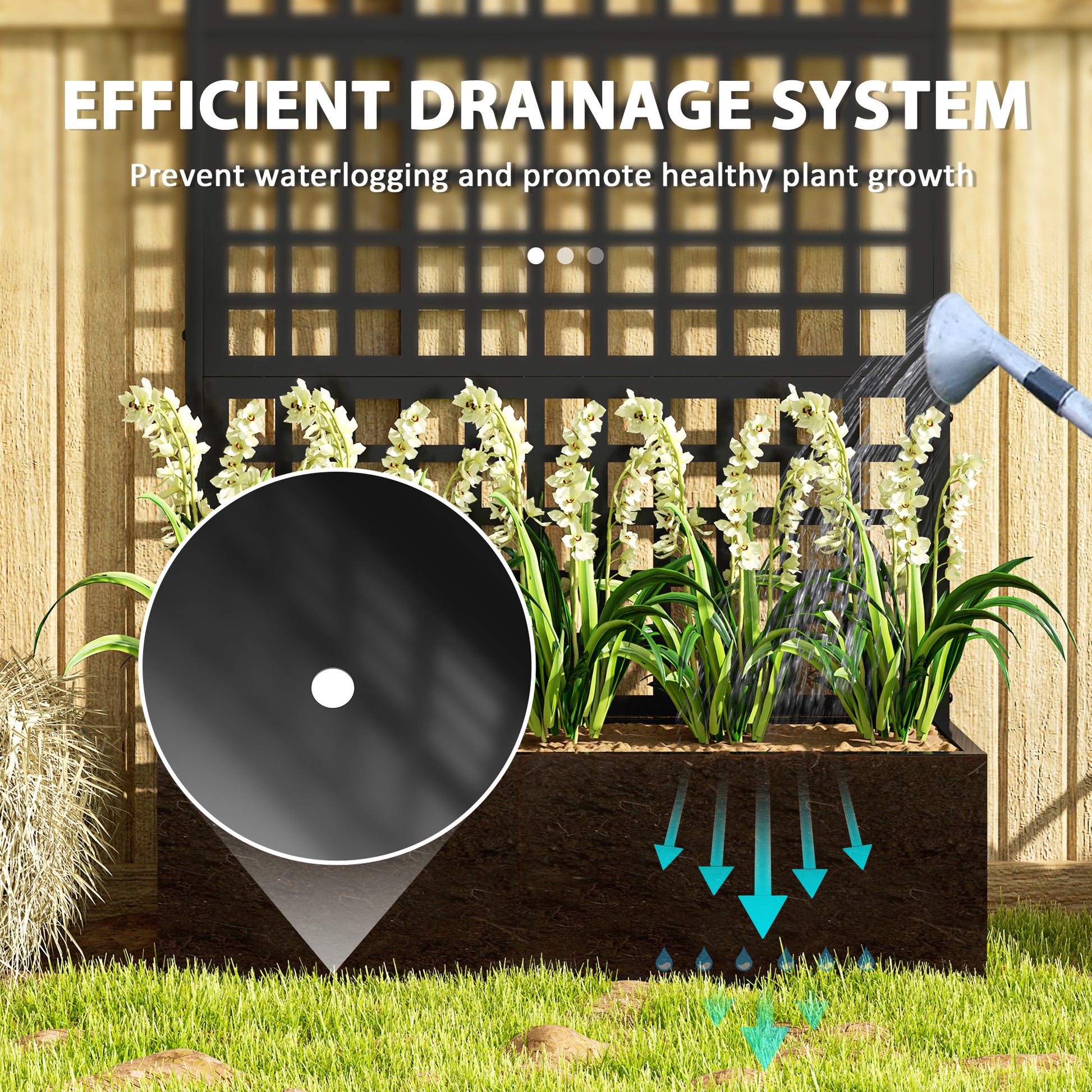 Galvanized Raised Garden Bed with Trellis - Black 43" x 16"-DECOROLALA